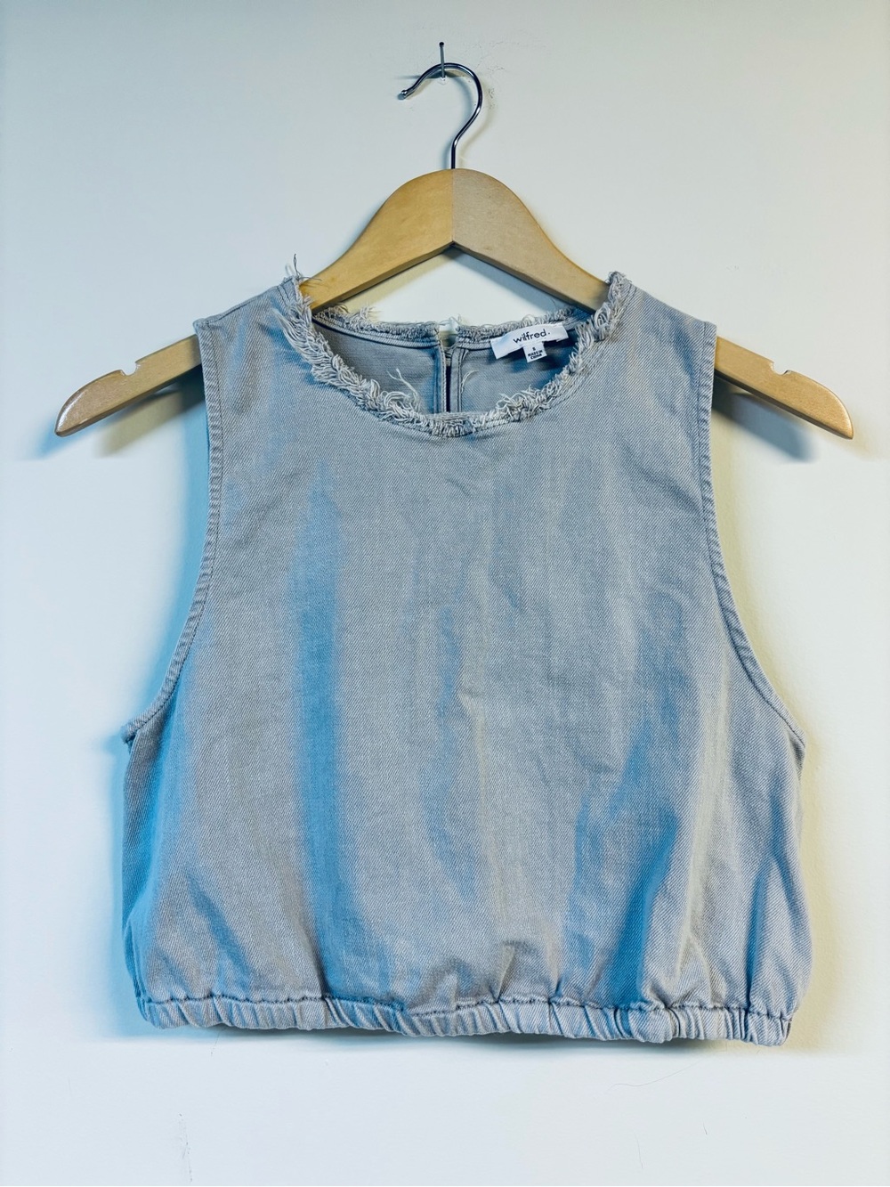 Wilfred Aritizia Gray Cropped Denim Tank Raw Edge Small